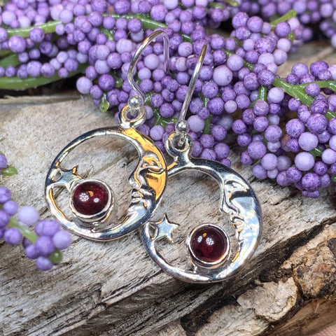 Load image into Gallery viewer, Moon Earrings, Celtic Jewelry, Celestial Jewelry, Moonstone Jewelry, Full Moon Jewelry, Moon Jewelry, Anniversary Gift, Friendship Gift
