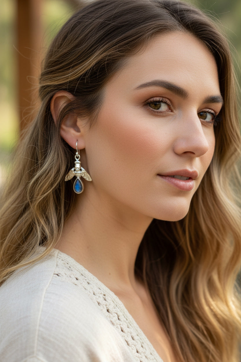 Bee Earrings, Outlander Jewelry, Insect Jewelry, Honey Bee Gift, Mom Gift, Graduation Gift, Nature Jewelry, Inspirational Gift, Sister Gift