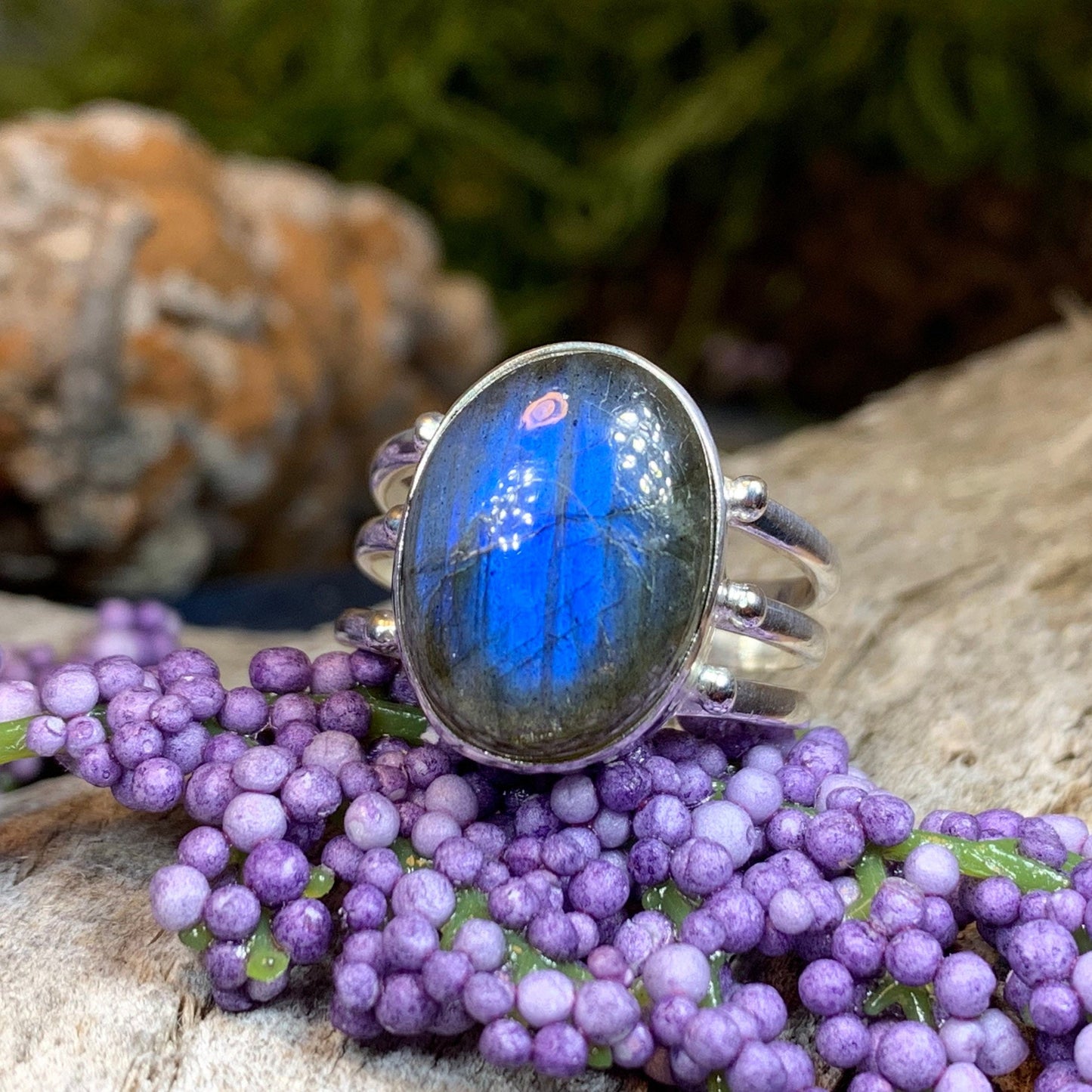 Celtic Magic Ring, Labradorite Jewelry, Boho Statement Ring, Celestial Jewelry, Celtic Jewelry, Anniversary Gift, Wiccan Jewelry, Wife Gift