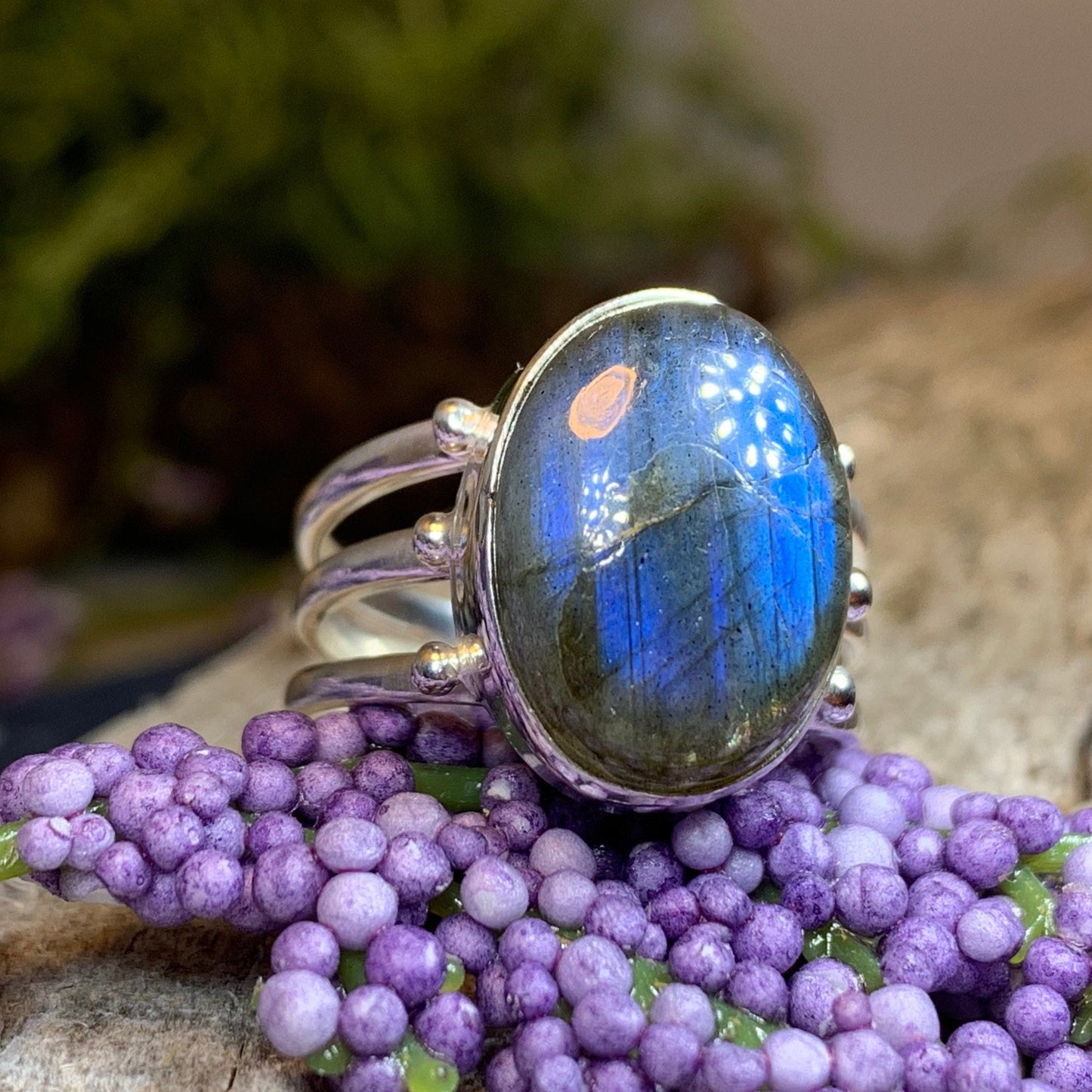 Celtic Magic Ring, Labradorite Jewelry, Boho Statement Ring, Celestial Jewelry, Celtic Jewelry, Anniversary Gift, Wiccan Jewelry, Wife Gift