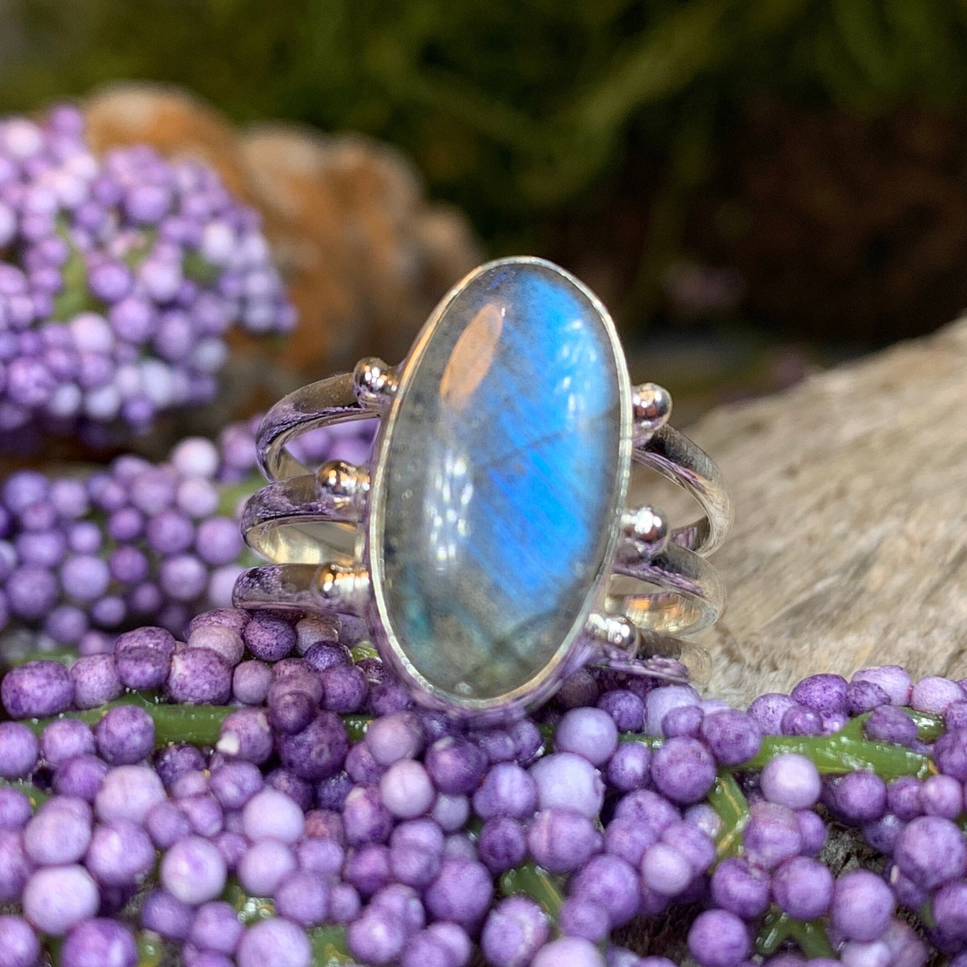 Celtic Magic Ring, Labradorite Jewelry, Boho Statement Ring, Celestial Jewelry, Celtic Jewelry, Anniversary Gift, Wiccan Jewelry, Wife Gift