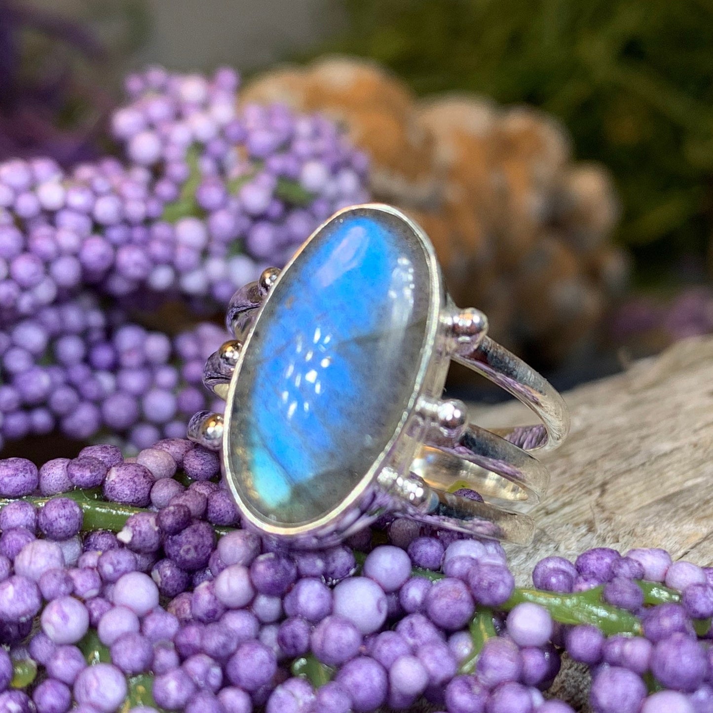 Celtic Magic Ring, Labradorite Jewelry, Boho Statement Ring, Celestial Jewelry, Celtic Jewelry, Anniversary Gift, Wiccan Jewelry, Wife Gift