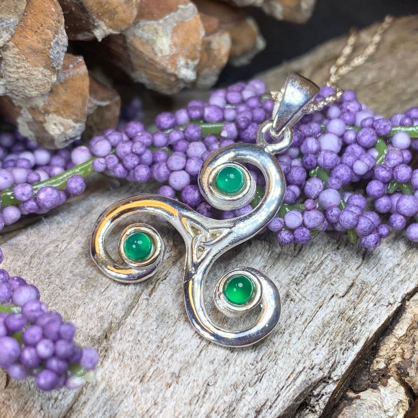 Celtic Spiral Necklace, Celtic Necklace, Irish Jewelry, Triple Spiral Jewelry, Pagan Jewelry, Druid Necklace, Wiccan Jewelry, Scotland Gift
