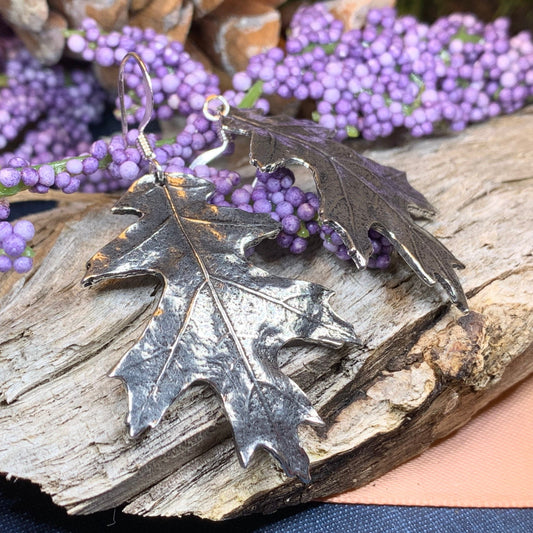 Oak Leaf Earrings, Celtic Jewelry, Nature Jewelry, Leaf Jewelry, Mom Gift, Friendship Gift, Wife Gift, Anniversary Gift, Oak Tree Jewelry