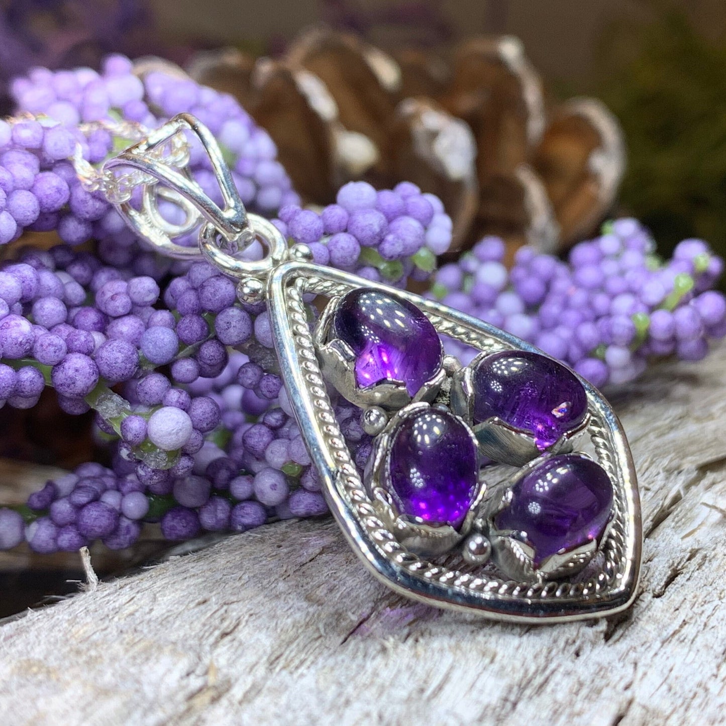 Celtic Magic Necklace, Amethyst Pendant, Gemstone Jewelry, Celtic Jewelry, Anniversary Gift, Wiccan Jewelry, Pagan Necklace, Girlfriend Gift