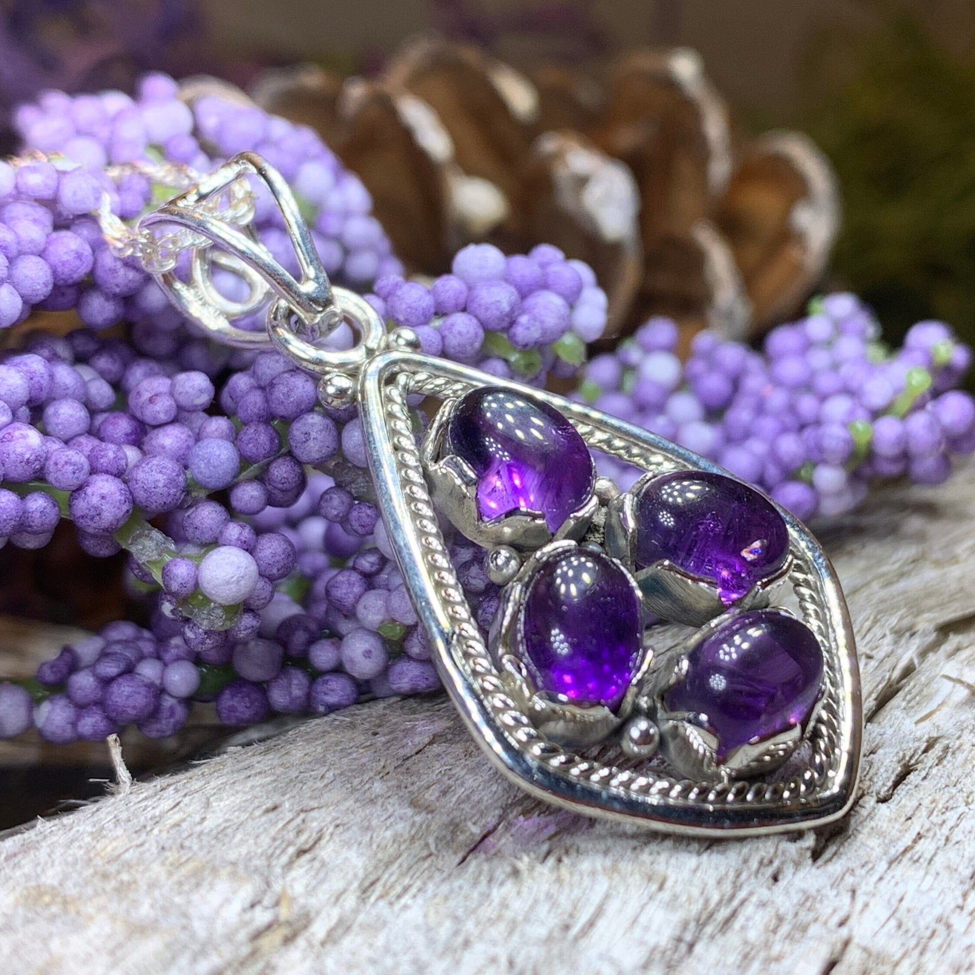 Celtic Magic Necklace, Amethyst Pendant, Gemstone Jewelry, Celtic Jewelry, Anniversary Gift, Wiccan Jewelry, Pagan Necklace, Girlfriend Gift