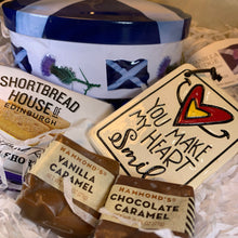 Load image into Gallery viewer, Scottish Flag Gift, Scottish Gift Box, Scotland Candy Gift, Thinking of You Gift, Easter Gift, Friendship Gift, Get Well, Scotland Fudge Tin
