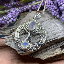 Load image into Gallery viewer, Tree of Life Necklace, Celtic Necklace, Irish Jewelry, Norse Jewelry, Anniversary Gift, Moonstone Jewelry, Yoga Jewelry, Mom Gift, Wife Gift
