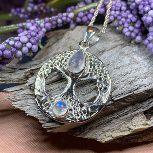 Tree of Life Necklace, Celtic Necklace, Irish Jewelry, Norse Jewelry, Anniversary Gift, Moonstone Jewelry, Yoga Jewelry, Mom Gift, Wife Gift