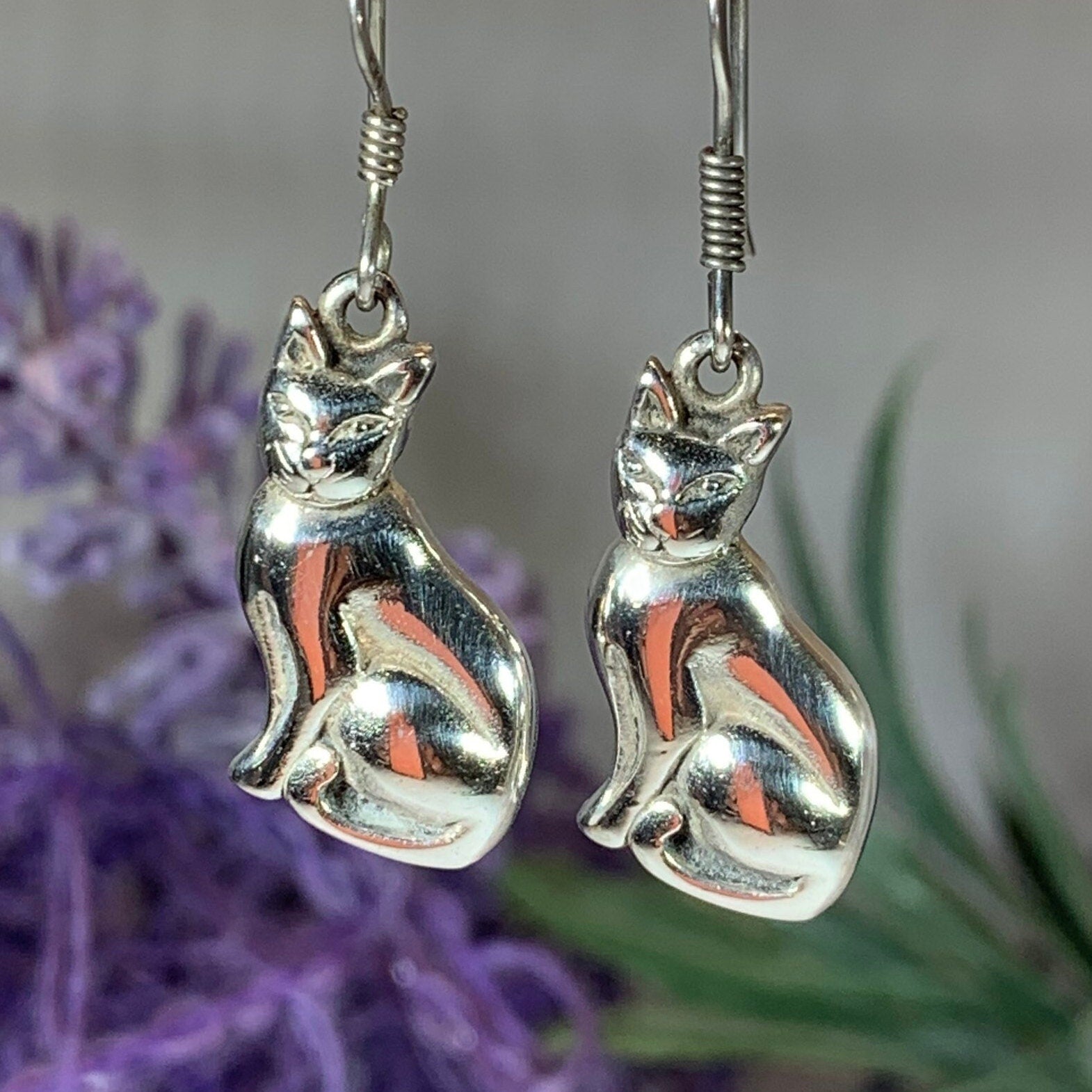 Cat Earrings, Animal Earrings, Cat Lover, Cat Mom, Animal Jewelry, Nature Jewelry, Feline, Kitty, Gift for Her, Animal Earrings