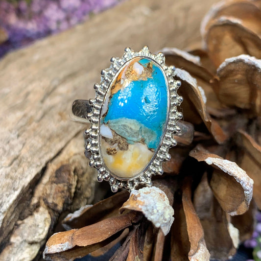 Romelle Spiny Oyster Turquoise Ring in Sterling Silver — view 9