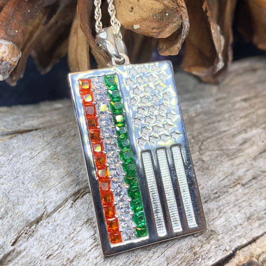 American Flag Pendant, Ireland Flag Necklace, American Flag Necklace, Irish Flag Jewelry, Flag Jewelry, Bagpiper Gift, Patriotic Gift