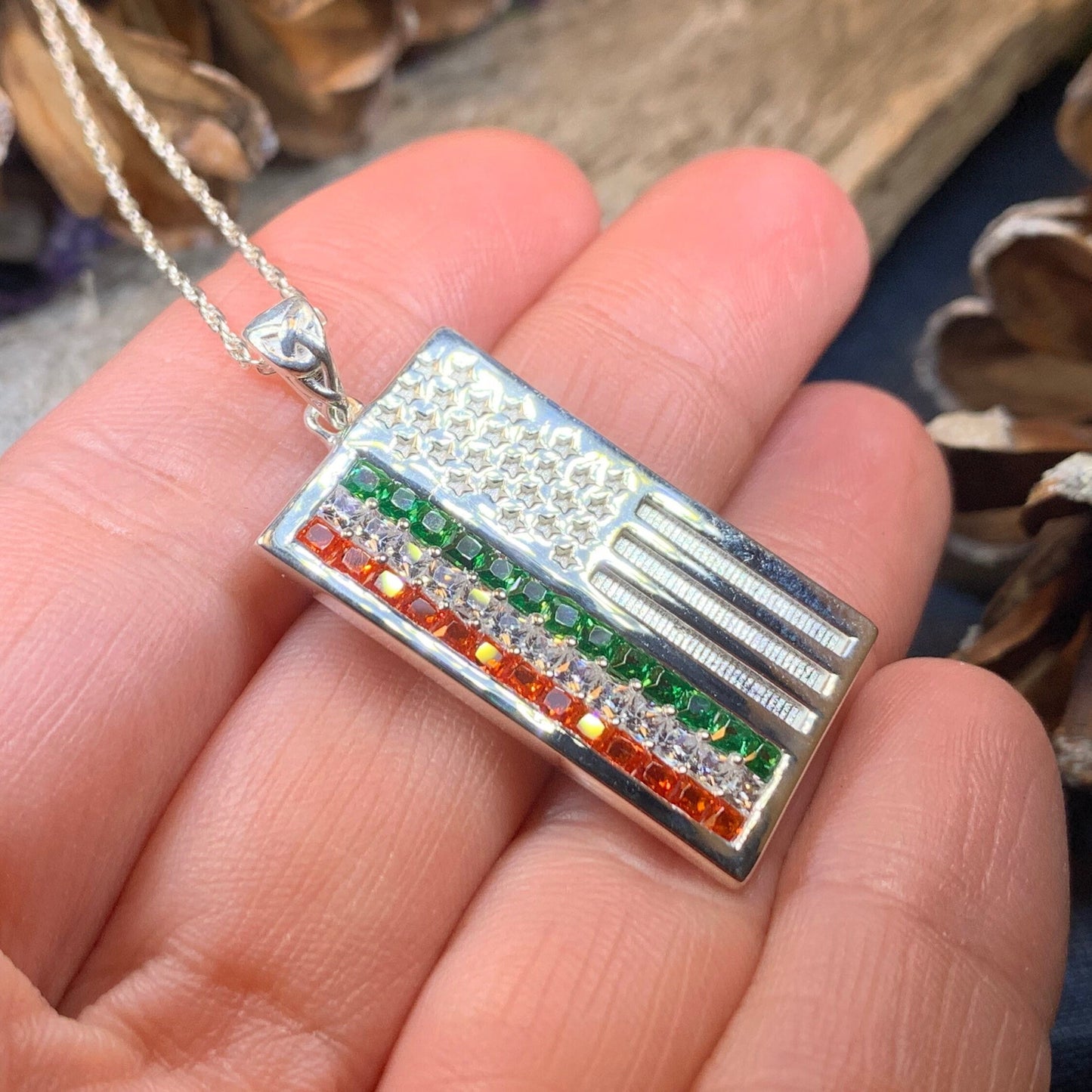 American Flag Pendant, Ireland Flag Necklace, American Flag Necklace, Irish Flag Jewelry, Flag Jewelry, Bagpiper Gift, Patriotic Gift