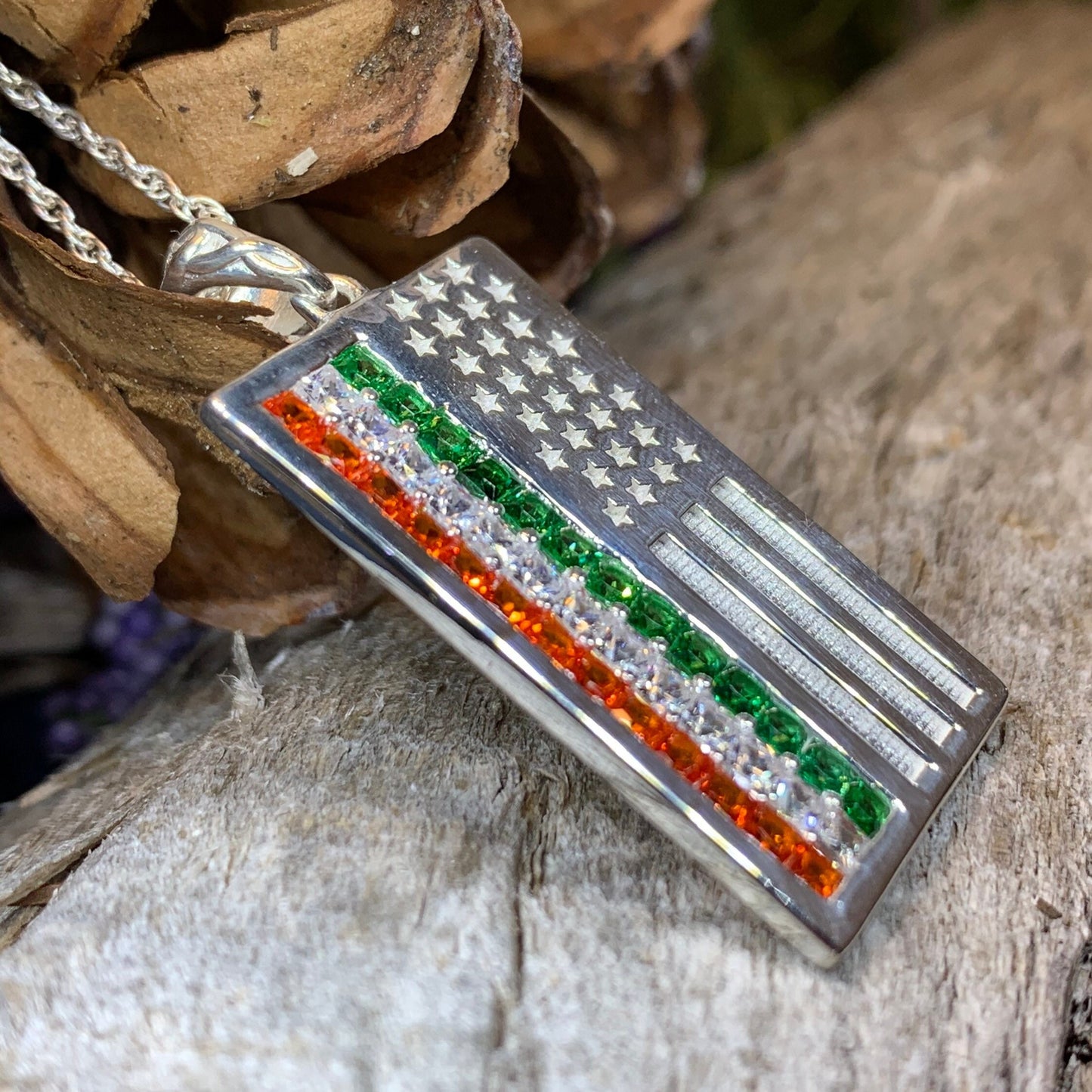 American Flag Pendant, Ireland Flag Necklace, American Flag Necklace, Irish Flag Jewelry, Flag Jewelry, Bagpiper Gift, Patriotic Gift