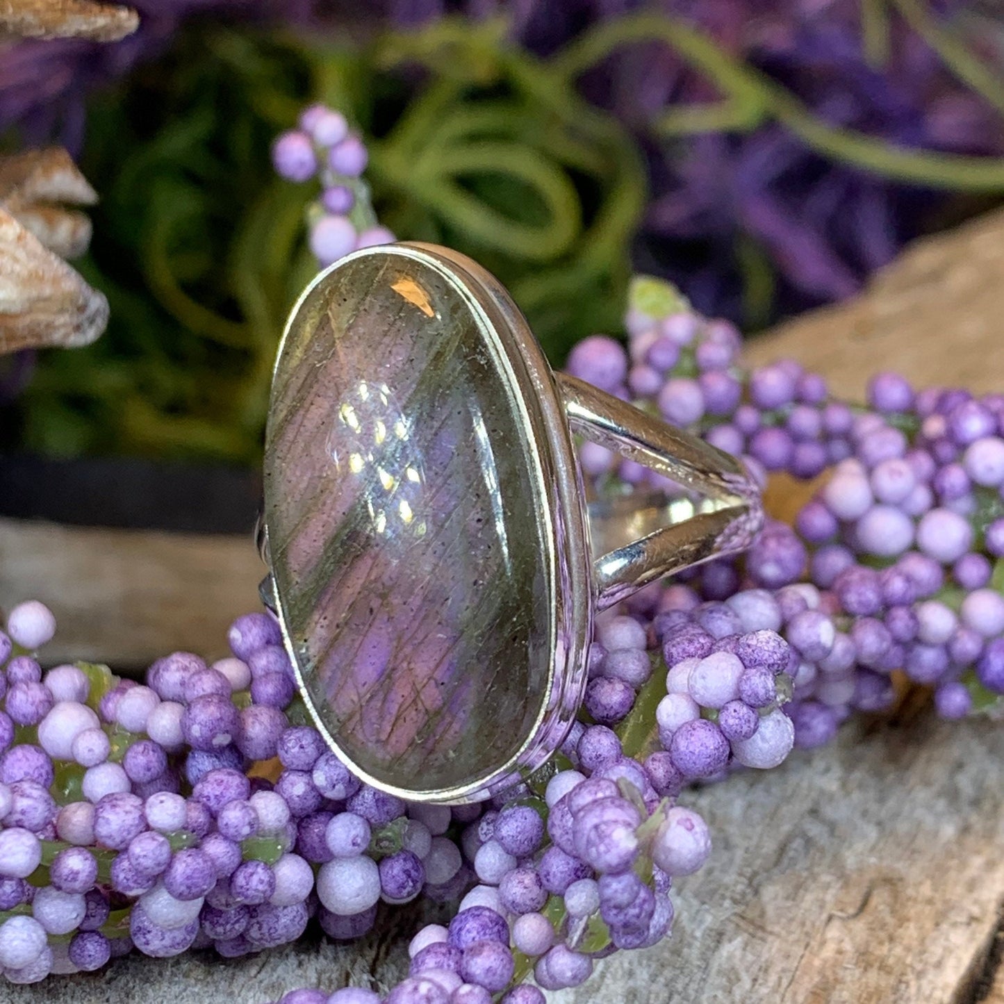 Celtic Mystic Ring, Labradorite Jewelry, Boho Statement Ring, Celestial Jewelry, Celtic Jewelry, Anniversary Gift, Wiccan Jewelry, Wife Gift