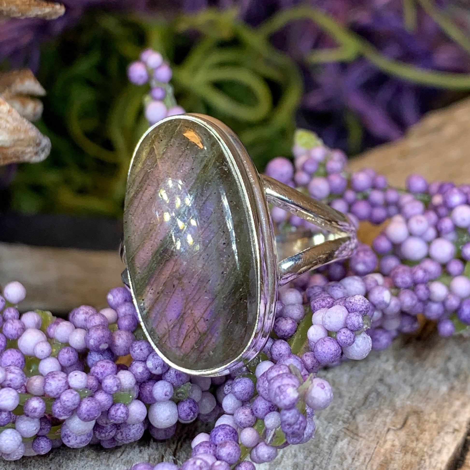Celtic Mystic Ring, Labradorite Jewelry, Boho Statement Ring, Celestial Jewelry, Celtic Jewelry, Anniversary Gift, Wiccan Jewelry, Wife Gift