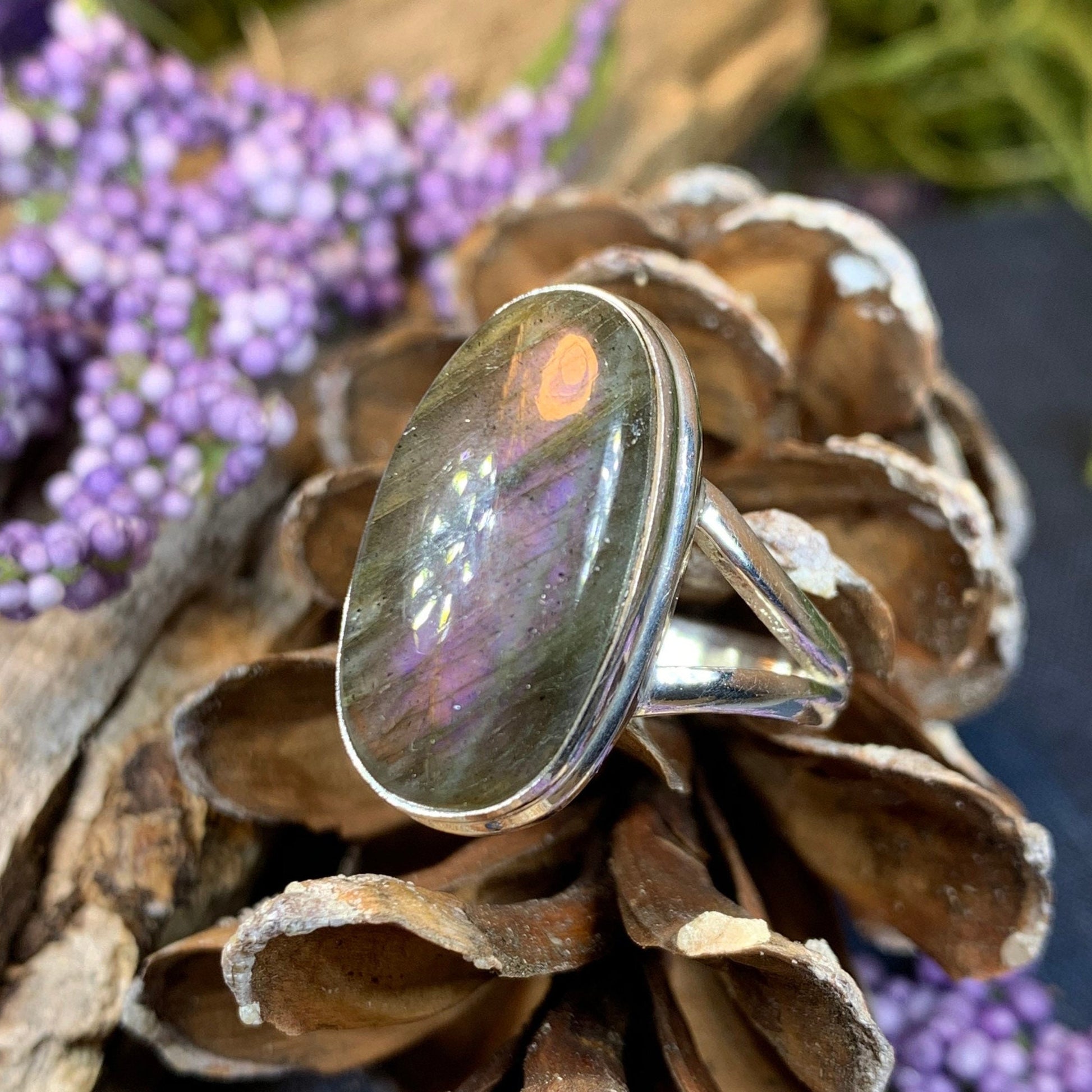Celtic Mystic Ring, Labradorite Jewelry, Boho Statement Ring, Celestial Jewelry, Celtic Jewelry, Anniversary Gift, Wiccan Jewelry, Wife Gift