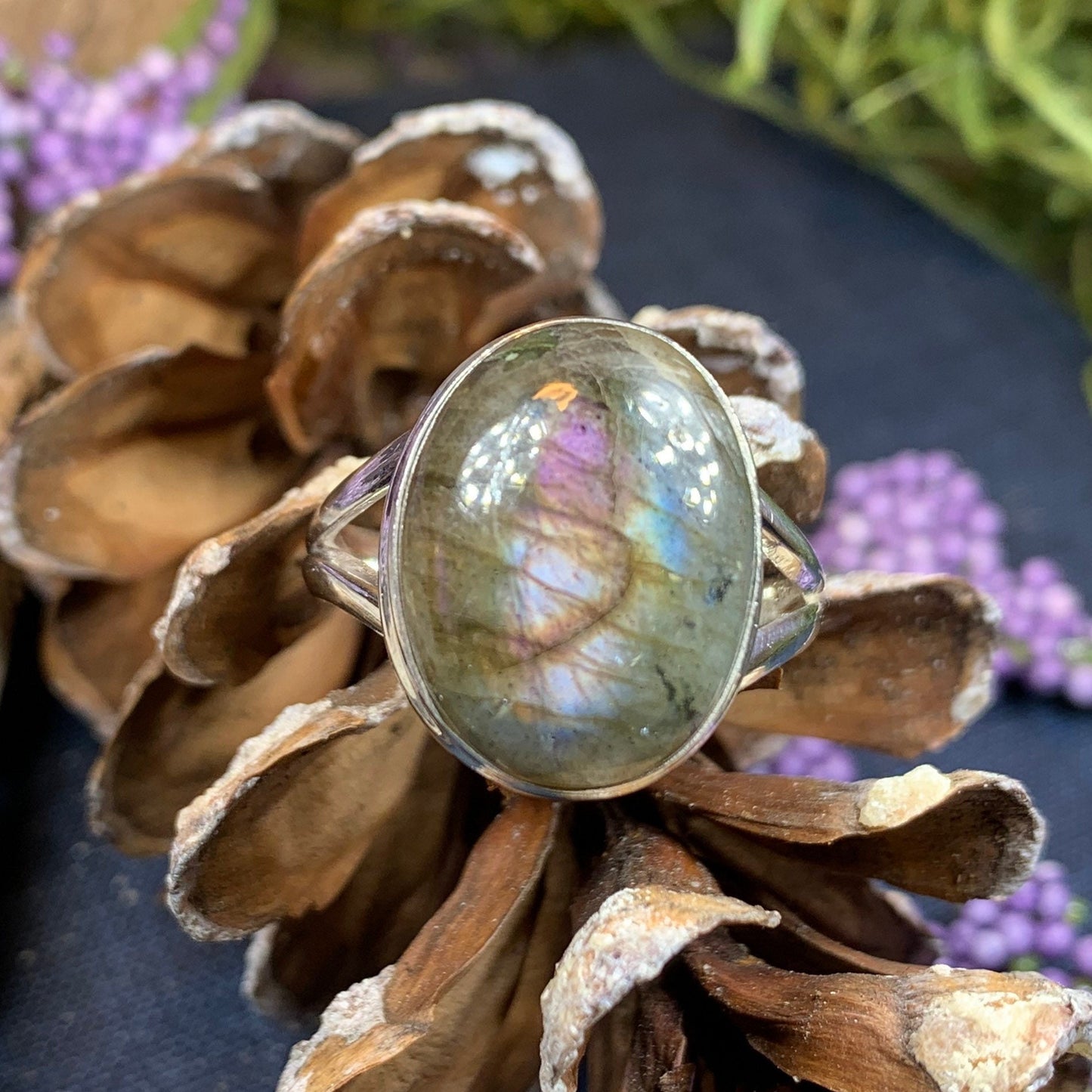 Celtic Mystic Ring, Labradorite Jewelry, Boho Statement Ring, Celestial Jewelry, Celtic Jewelry, Anniversary Gift, Wiccan Jewelry, Wife Gift