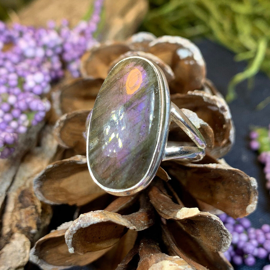 Celtic Mystic Ring, Labradorite Jewelry, Boho Statement Ring, Celestial Jewelry, Celtic Jewelry, Anniversary Gift, Wiccan Jewelry, Wife Gift