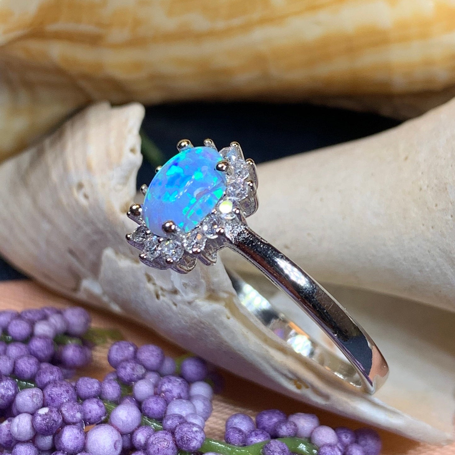 Opal Celtic Ring, Celtic Ring, Opal Engagement Ring, Blue Opal Ring, Anniversary Gift, Cocktail Ring, Birthstone Ring, Wife Gift, Mom Gift
