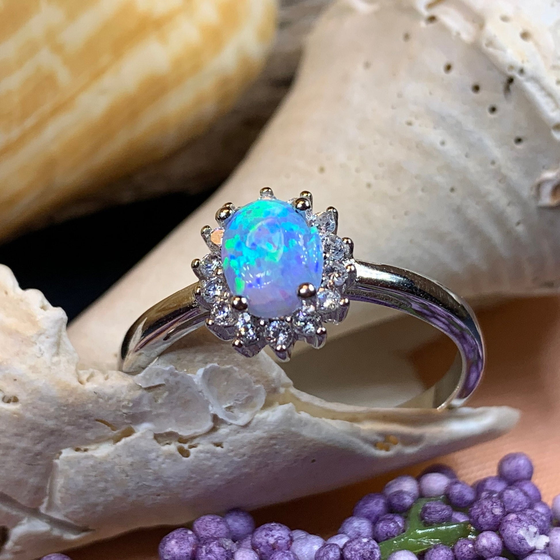 Opal Celtic Ring, Celtic Ring, Opal Engagement Ring, Blue Opal Ring, Anniversary Gift, Cocktail Ring, Birthstone Ring, Wife Gift, Mom Gift