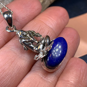 Mermaid Necklace, Celtic Jewelry, Lapis Lazuli Jewelry, Anniversary Gift, Nautical Jewelry, Ocean Pendant, Beach Jewelry, Silver Sea Jewelry