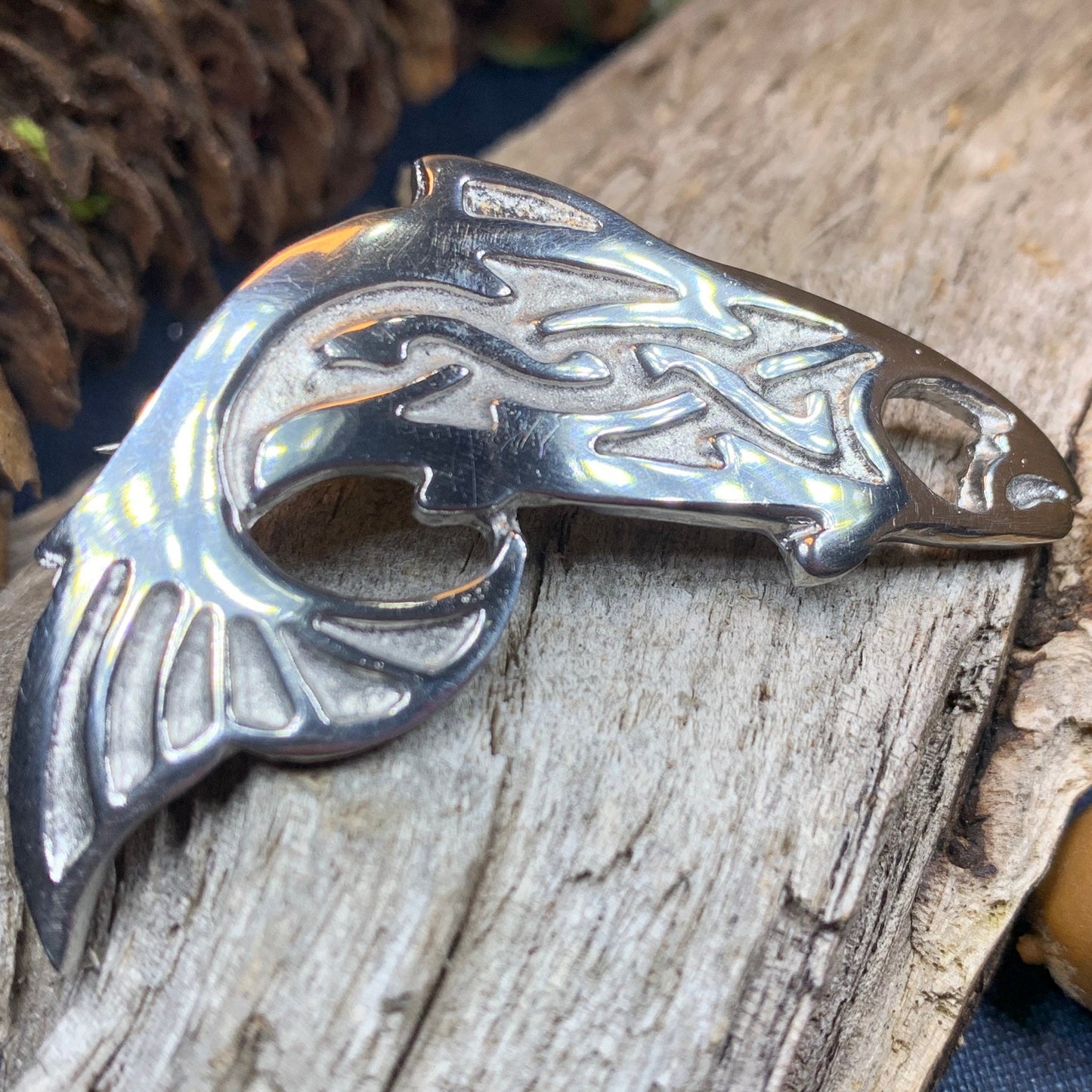Salmon of Knowledge Brooch, Celtic Jewelry, Irish Jewelry, Teacher Gift, Mom Gift, Anniversary Gift, Fish Pin, Sea Jewelry, Nature Jewelry