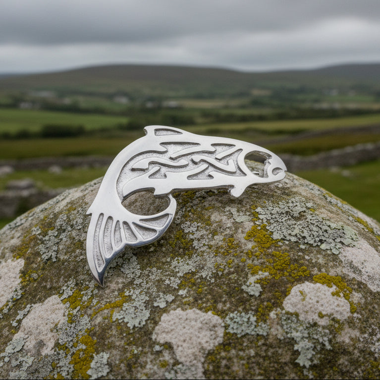 Salmon of Knowledge Brooch, Celtic Jewelry, Irish Jewelry, Teacher Gift, Mom Gift, Anniversary Gift, Fish Pin, Sea Jewelry, Nature Jewelry