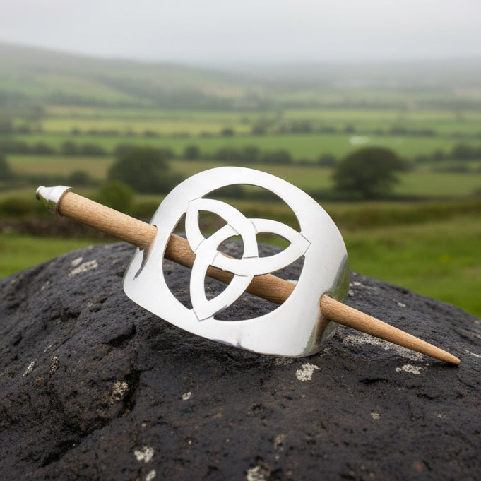 Trinity Knot Hair Slide, Celtic Jewelry, Irish Barrette, Wiccan Jewelry, Bun Holder, Mom Gift, Wife Gift, Shawl Pin, Norse Jewelry
