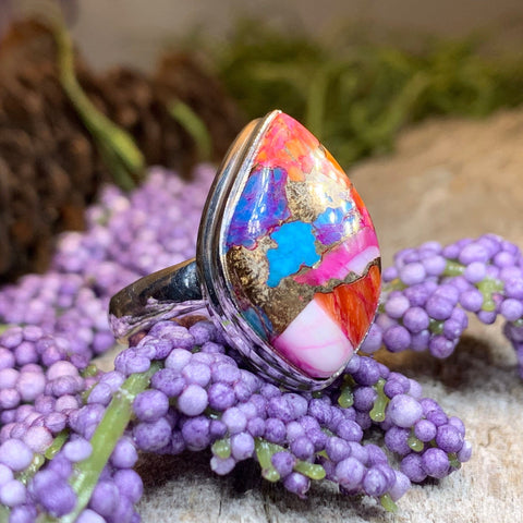 Load image into Gallery viewer, Celtic Mystic Ring, Turquoise Jewelry, Celtic Ring, Purple Jewelry, Celtic Jewelry, Anniversary Gift, Wiccan Jewelry, Spiny Oyster Turquoise
