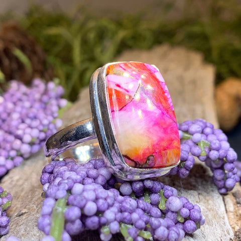 Load image into Gallery viewer, Celtic Mystic Ring, Turquoise Jewelry, Celtic Ring, Purple Jewelry, Celtic Jewelry, Anniversary Gift, Wiccan Jewelry, Spiny Oyster Turquoise
