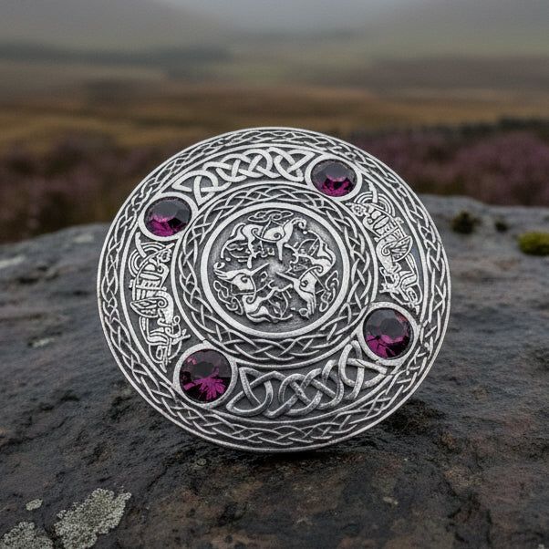 Celtic Horse Brooch, Celtic Knot Jewelry, Irish Jewelry, Scotland Jewelry, Anniversary Gift, Tartan Pin, Viking Jewelry, Norse Brooch