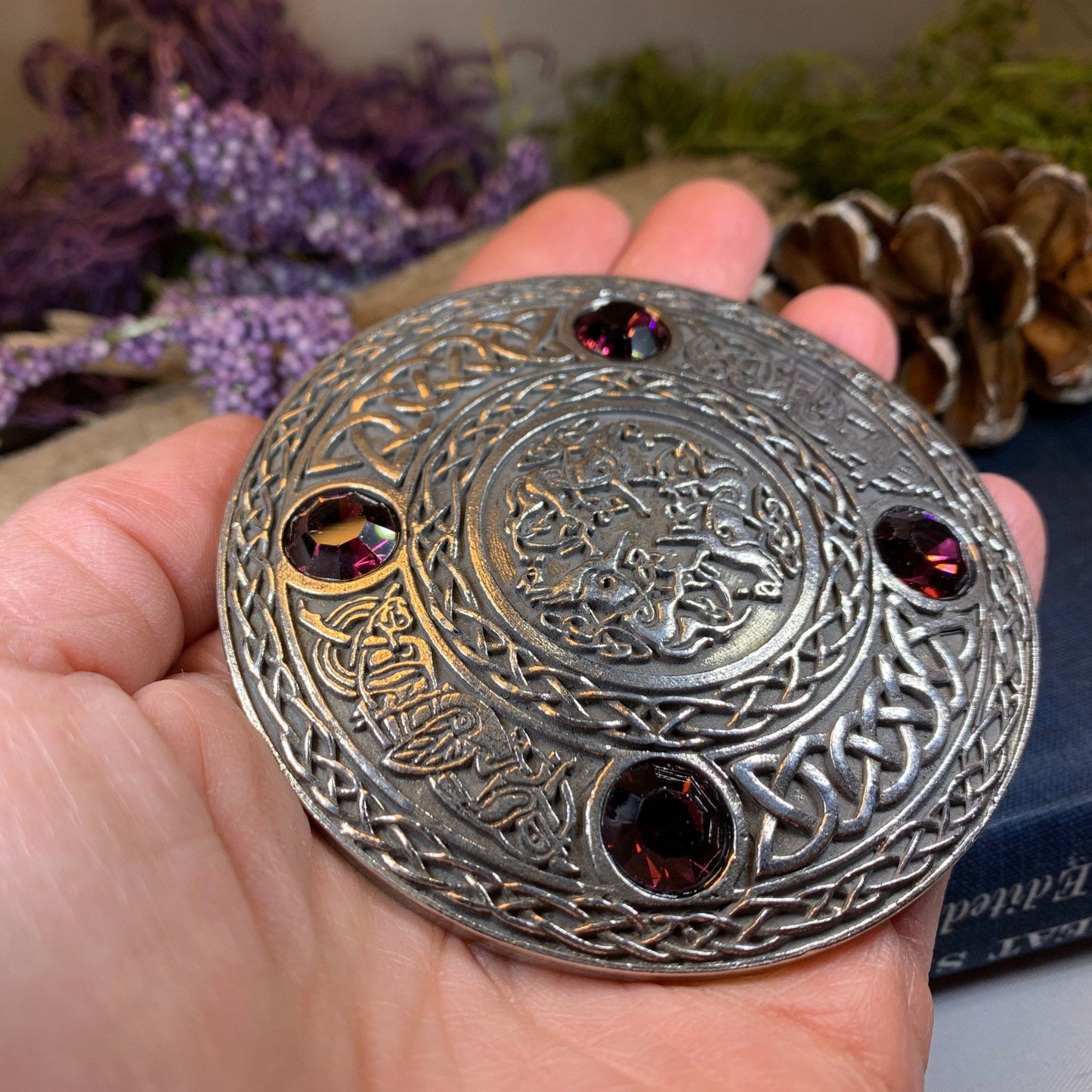 Celtic Horse Brooch, Celtic Knot Jewelry, Irish Jewelry, Scotland Jewelry, Anniversary Gift, Tartan Pin, Viking Jewelry, Norse Brooch