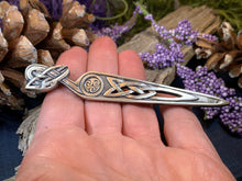 Load image into Gallery viewer, Celtic Raven Kilt Pin, Scottish Jewelry, Irish Kilt Pin, Tartan Pin, Cape Pin, Bagpiper Gift, Scotland Pin, Celtic Shawl Pin, Viking Jewelry

