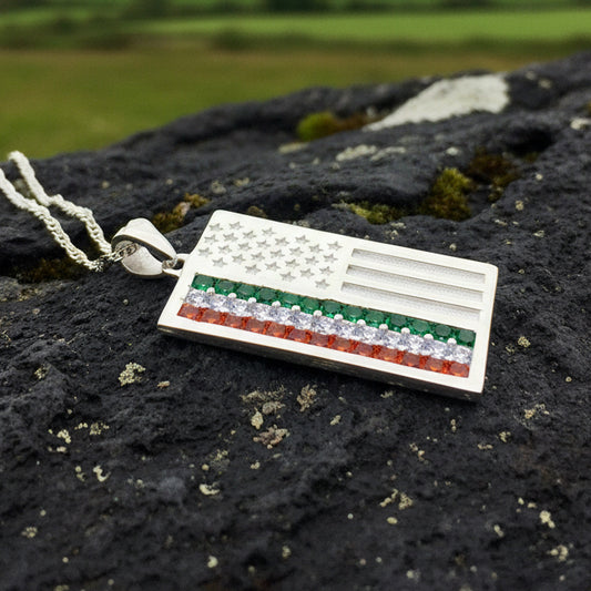 American Flag Pendant, Ireland Flag Necklace, American Flag Necklace, Irish Flag Jewelry, Flag Jewelry, Bagpiper Gift, Patriotic Gift