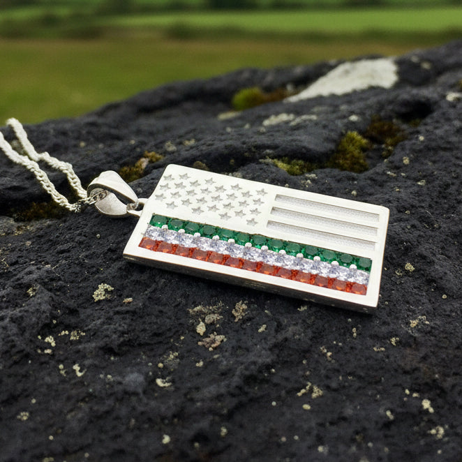 American Flag Pendant, Ireland Flag Necklace, American Flag Necklace, Irish Flag Jewelry, Flag Jewelry, Bagpiper Gift, Patriotic Gift