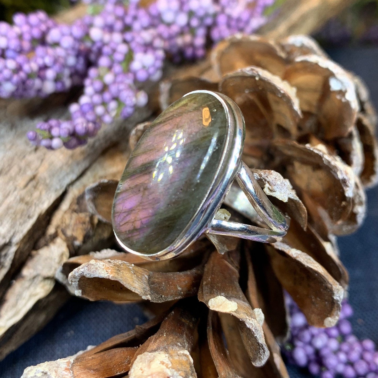Celtic Mystic Ring, Labradorite Jewelry, Boho Statement Ring, Celestial Jewelry, Celtic Jewelry, Anniversary Gift, Wiccan Jewelry, Wife Gift