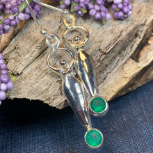 Load image into Gallery viewer, Goddess Earrings, Moon Jewelry, Goddess Jewelry, Celtic Jewelry, Chalcedony Jewelry, Anniversary Gift, Irish Gift, Silver Dangle Earrings
