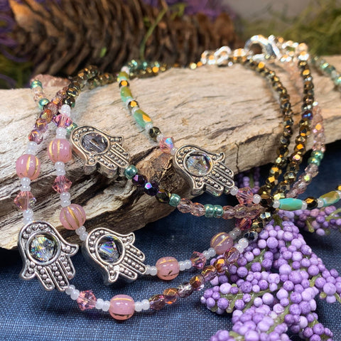 Load image into Gallery viewer, Hamsa Hand Ankle Bracelet, Crystal Ankle Bracelet, Crystal Anklet, Summer Jewelry, Beach Jewelry, Swarovski Crystal Bracelet, Boho Anklet
