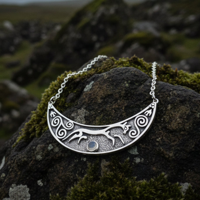 Celtic Horse Necklace, Celtic Jewelry, Epona Necklace, Equestrian Jewelry, Ireland Jewelry, Epona Horse Necklace, Goddess Jewelry, Moonstone