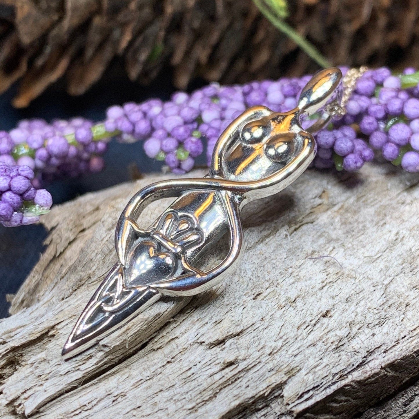 Danu Necklace, Trinity Knot Pendant, Celtic Jewelry, Goddess Pendant, Anniversary Gift, Wiccan Jewelry, Pagan Jewelry, Claddagh Jewelry