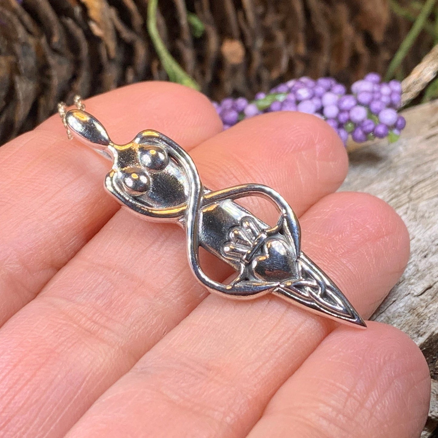 Danu Necklace, Trinity Knot Pendant, Celtic Jewelry, Goddess Pendant, Anniversary Gift, Wiccan Jewelry, Pagan Jewelry, Claddagh Jewelry