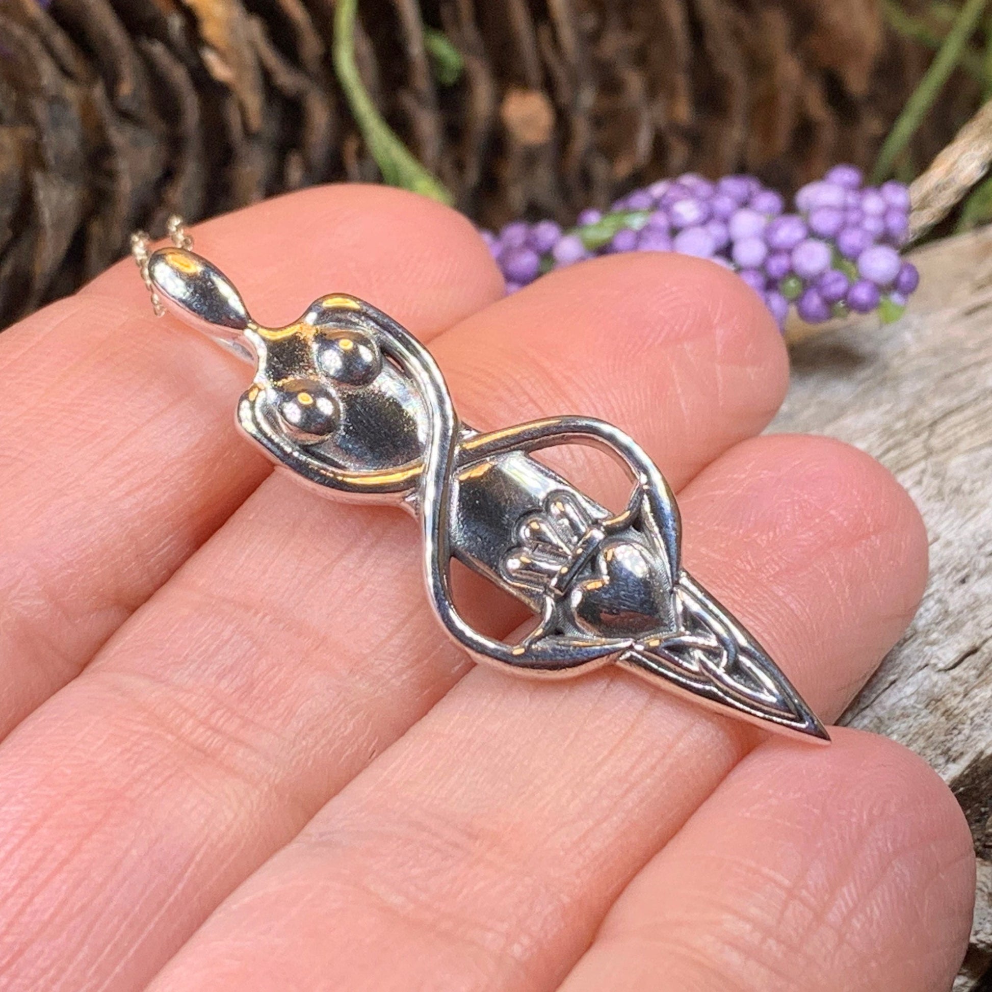 Danu Necklace, Trinity Knot Pendant, Celtic Jewelry, Goddess Pendant, Anniversary Gift, Wiccan Jewelry, Pagan Jewelry, Claddagh Jewelry
