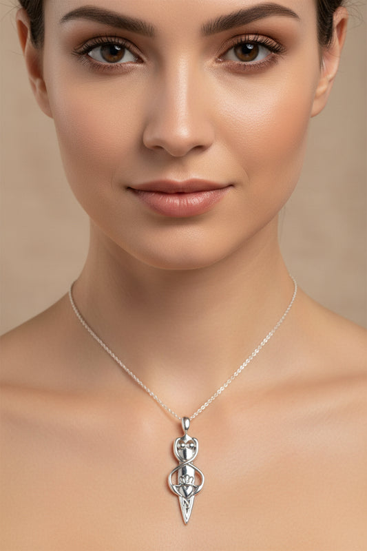 Danu Necklace, Trinity Knot Pendant, Celtic Jewelry, Goddess Pendant, Anniversary Gift, Wiccan Jewelry, Pagan Jewelry, Claddagh Jewelry