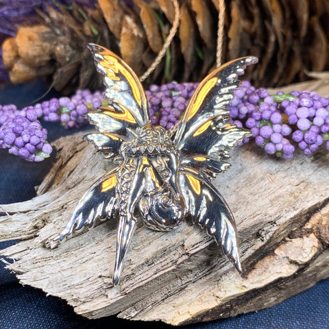 Load image into Gallery viewer, Fairy Necklace, Celtic Jewelry, Elven Jewelry, Butterfly Necklace, Anniversary Gift, Irish Jewelry, Pixie Jewelry, Wife Gift, Fantasy Gift
