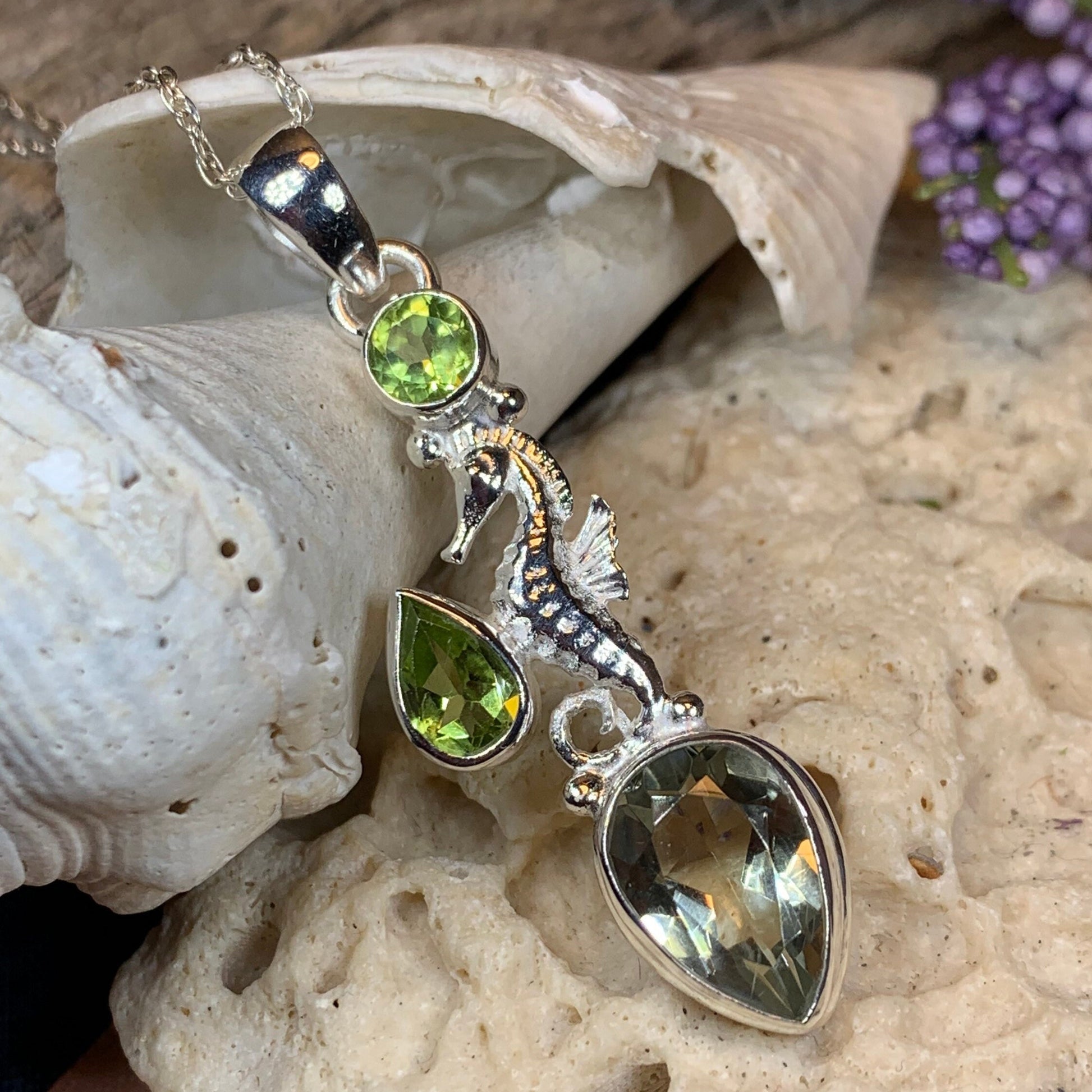 Seahorse Necklace, Sea Life Pendant, Nautical Jewelry, Blue Topaz Pendant, Mom Gift, Anniversary Gift, Beach Lover Gift, Ocean Jewelry