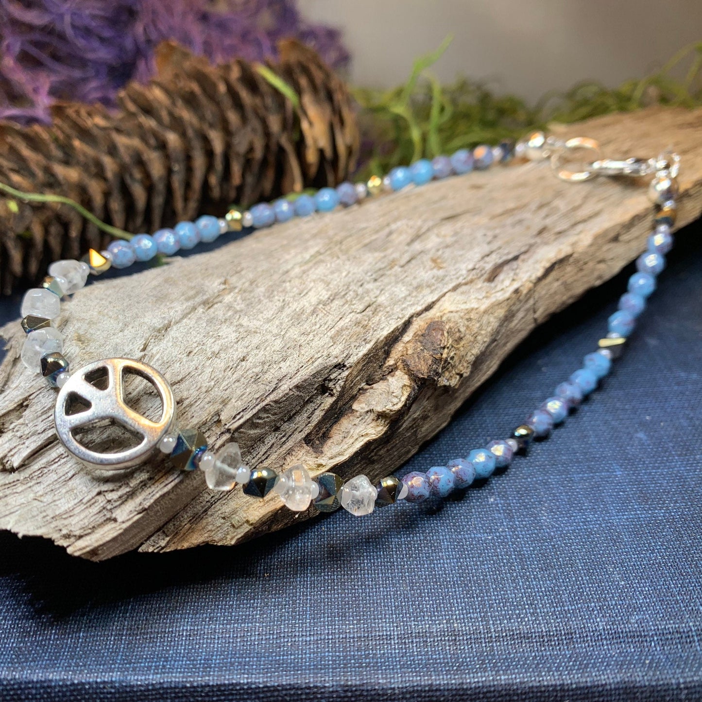 Peace Sign Ankle Bracelet, Crystal Ankle Bracelet, Crystal Anklet, Summer Jewelry, Beach Jewelry, Swarovski Crystal Bracelet, Boho Anklet