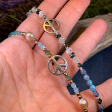 Load image into Gallery viewer, Peace Sign Ankle Bracelet, Crystal Ankle Bracelet, Crystal Anklet, Summer Jewelry, Beach Jewelry, Swarovski Crystal Bracelet, Boho Anklet
