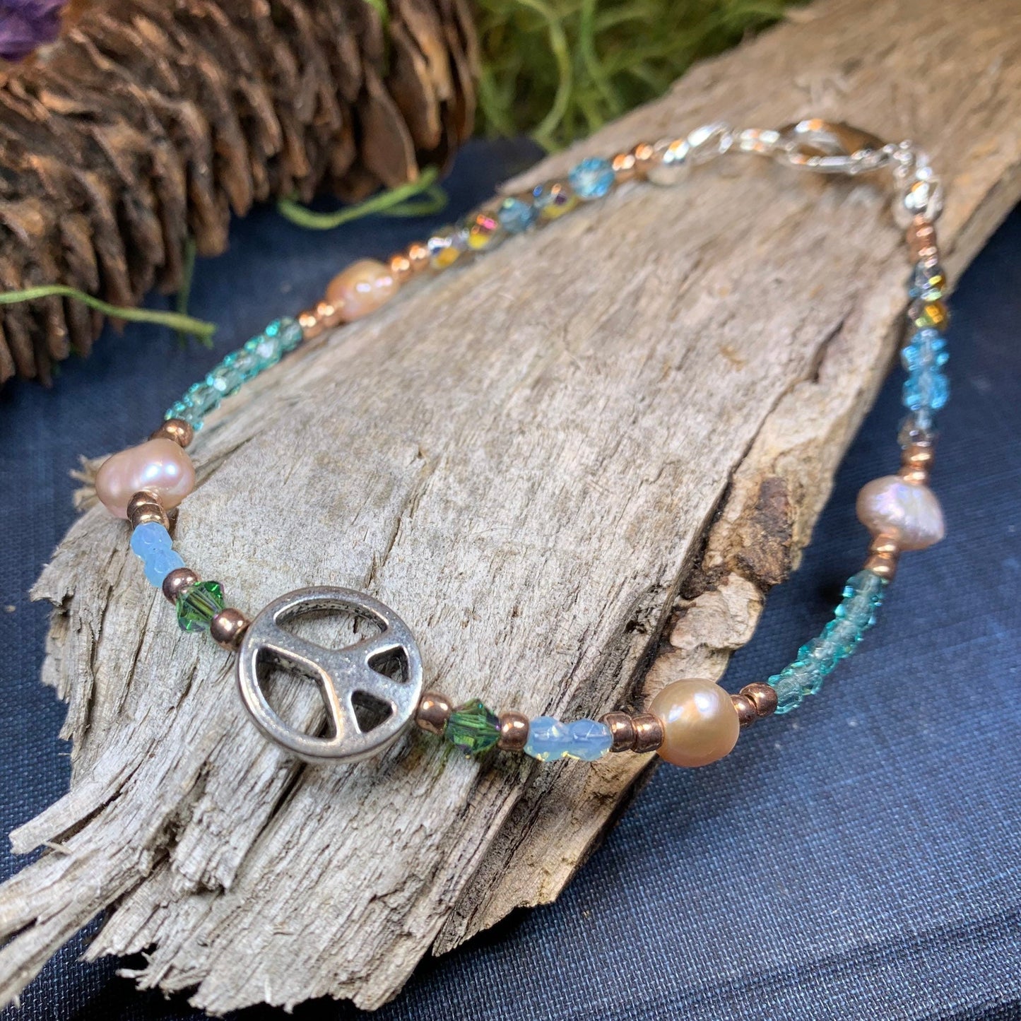 Peace Sign Ankle Bracelet, Crystal Ankle Bracelet, Crystal Anklet, Summer Jewelry, Beach Jewelry, Swarovski Crystal Bracelet, Boho Anklet