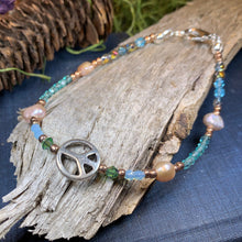 Load image into Gallery viewer, Peace Sign Ankle Bracelet, Crystal Ankle Bracelet, Crystal Anklet, Summer Jewelry, Beach Jewelry, Swarovski Crystal Bracelet, Boho Anklet
